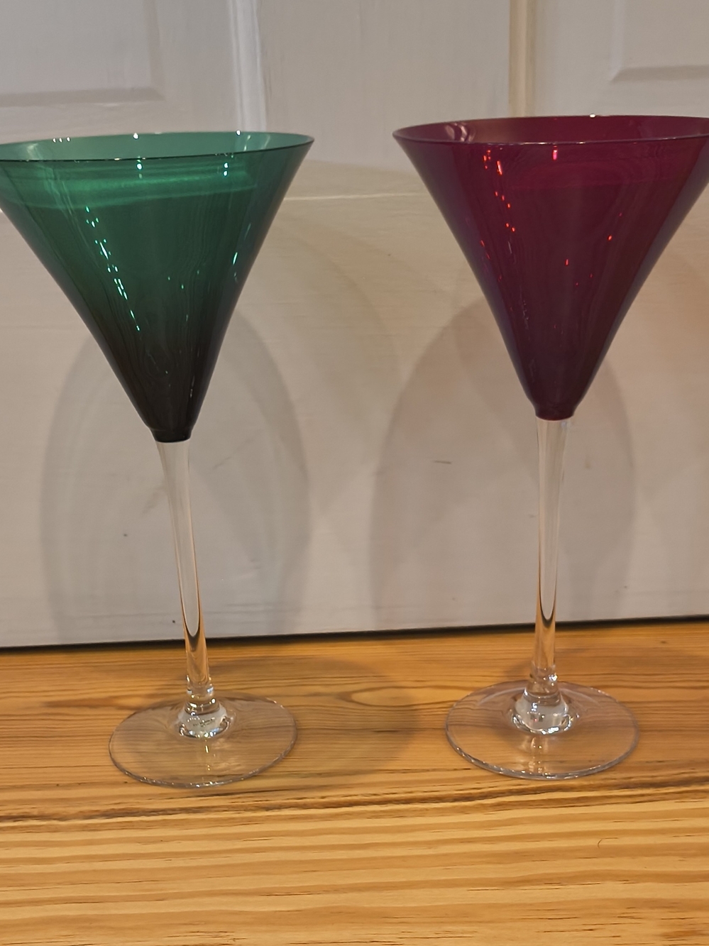 Lenox Green and Purple Martini Glass Pair